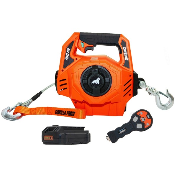OFERTA 30% DCTO | Gorilla Force 400 Winche portátil con 2 baterías litio (piola acero 8mts)