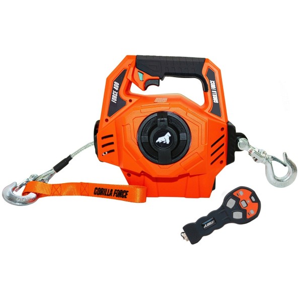 OFERTA 30% DCTO | Gorilla Force 400 Winche portátil con batería litio (piola acero 8mts)