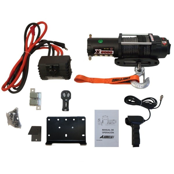 Winche Gorilla Force 6.000 libras S 12v control remoto manual e inalámbrico