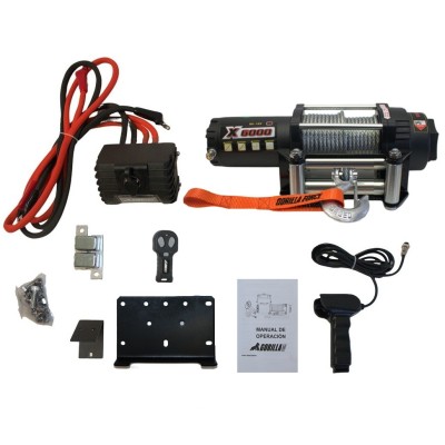 Winche G-Force 6.000 libras 12v control remoto manual e inalámbrico piola acero