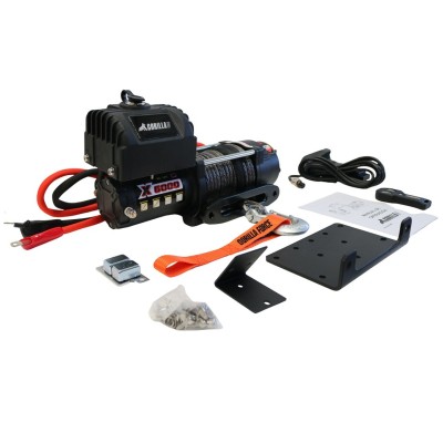 Winche Gorilla Force 6.000 libras  S 12v control remoto manual e inalámbrico piola acero