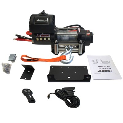 Winche G-Force 6.000 libras 12v control remoto manual e inalámbrico piola acero