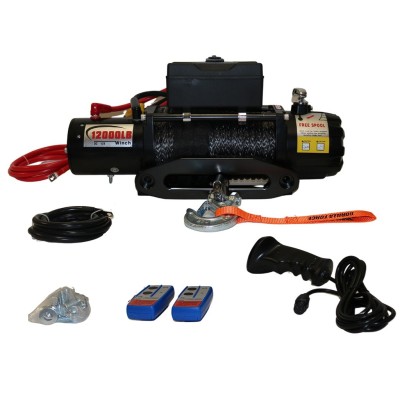 Winche Gorilla Force 12.000 libras 12v control remoto manual e inalámbrico piola sintética