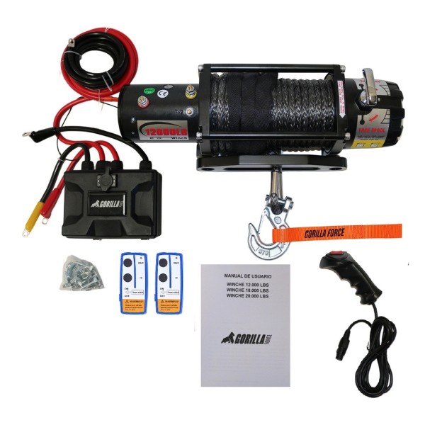 Winche Gorilla Force 12.000 libras S 12v control remoto manual e inalámbrico