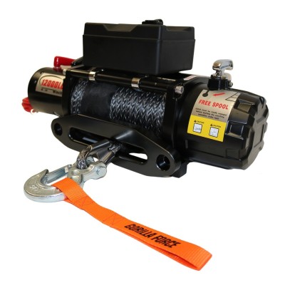 Winche Gorilla Force 12.000 libras 12v control remoto manual e inalámbrico piola sintética