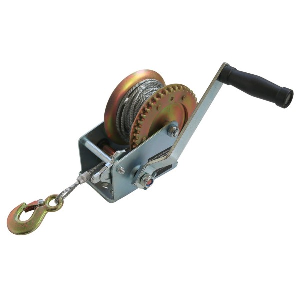 Tecle manual malacate 1200 libras 544 kg  9 mts manivela piola de acero cabrestante winche