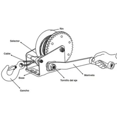 Tecle manual malacate 1000 libras 453 kg  8 mts manivela correa eslinga cabrestante winche